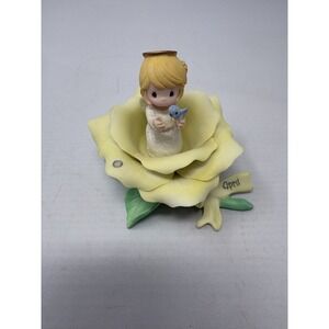 2001 Enesco Precious Moments August Angel Monthly Blossoms W/Blue Bird #104607